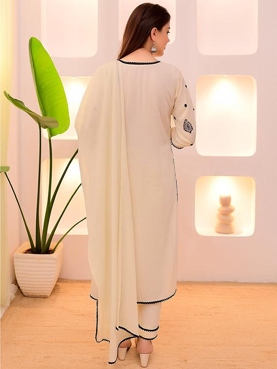 cream rayon straight kurta - 22053795 - Standard Image - 3