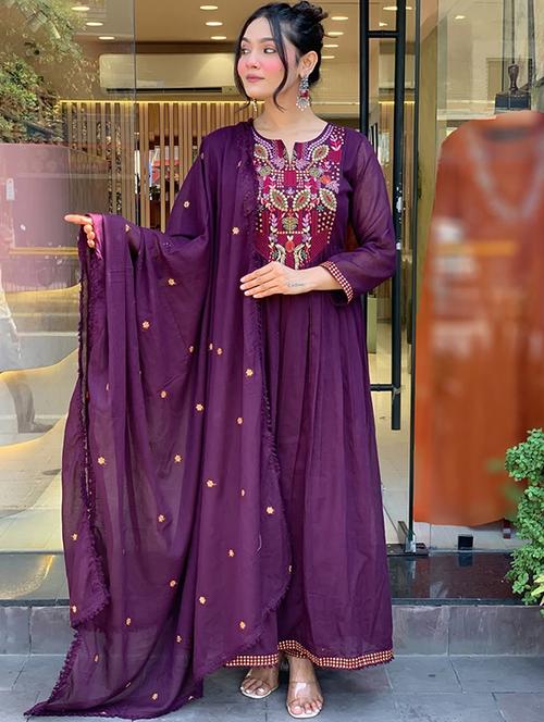 purple viscose straight kurta - 22053796 -  Standard Image - 0