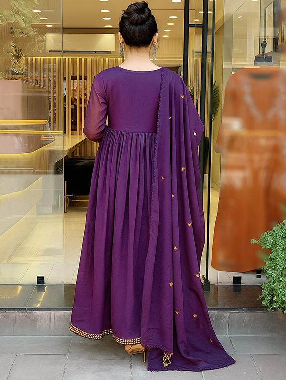 purple viscose straight kurta - 22053796 - Standard Image - 5