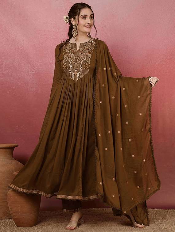 olive viscose straight kurta