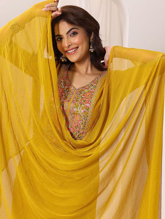 mustard rayon straight kurta - 22053799 - Standard Image - 5
