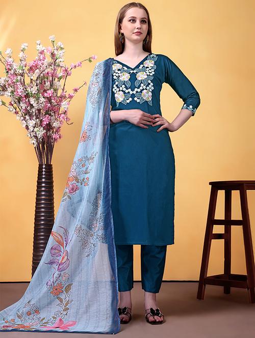 blue rayon straight kurta - 22053812 -  Standard Image - 0