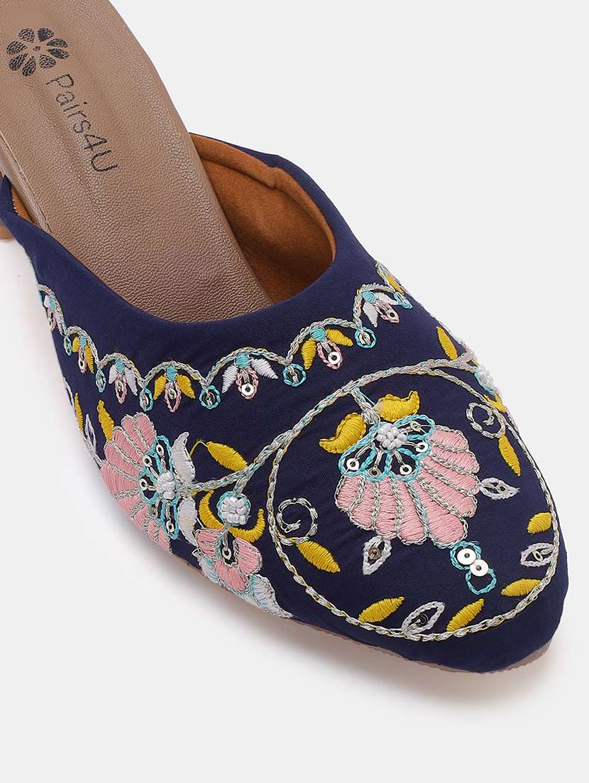 women embroidered slip on block heel mules - 22053858 - Standard Image - 5