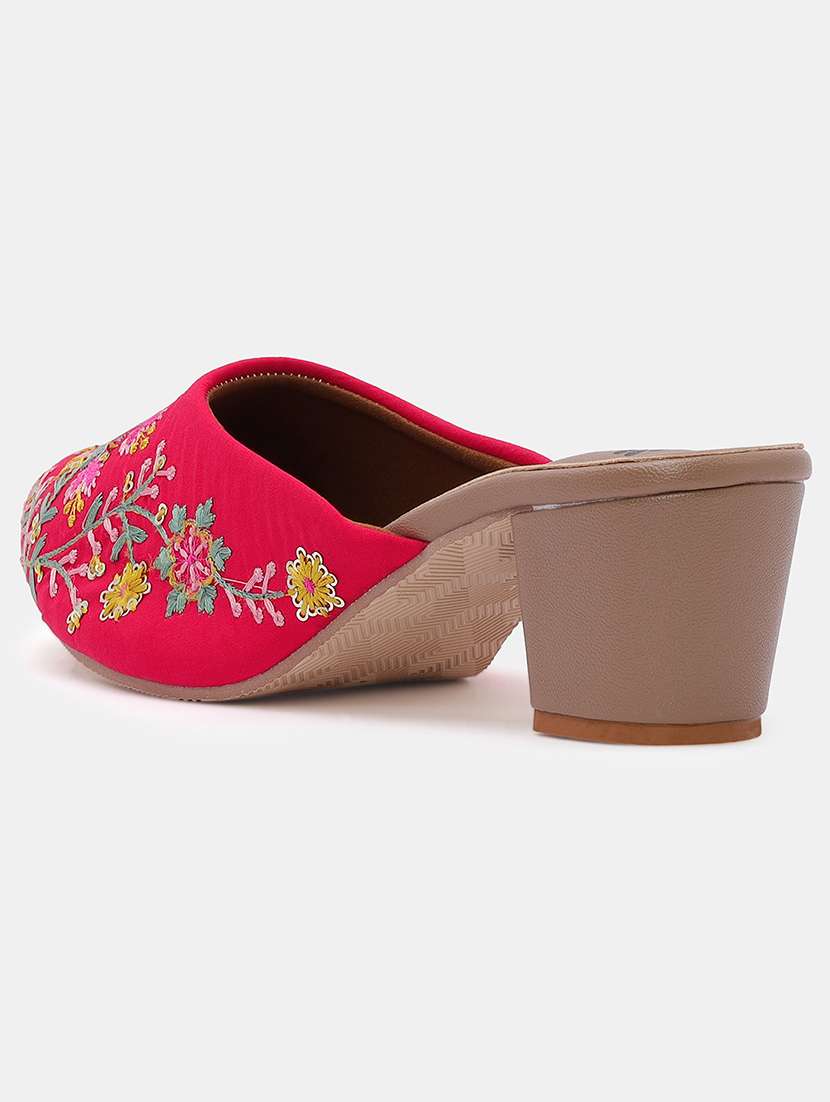 women embroidered slip on block heel mules - 22053859 - Standard Image - 3