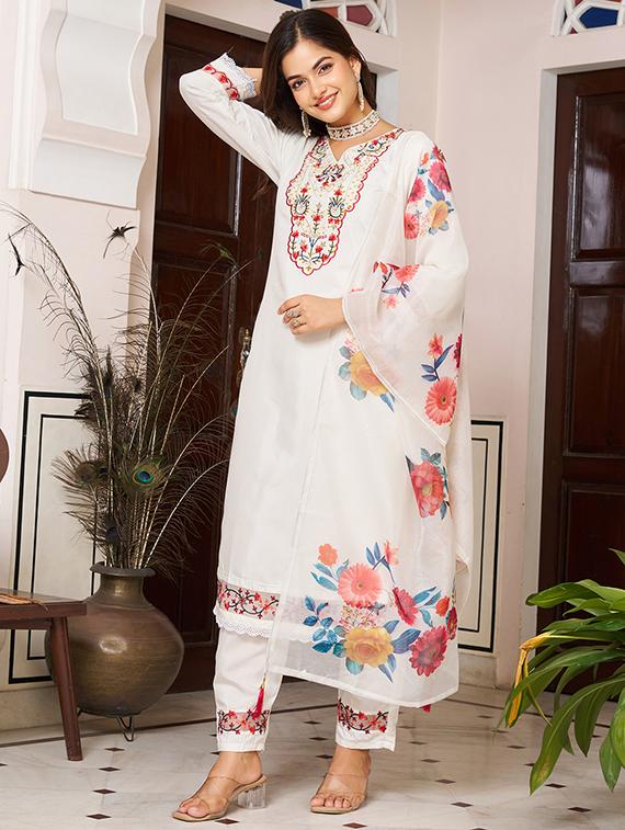 off white chanderi straight kurta