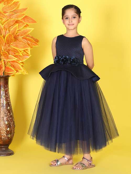 girls self designed sleeve round neck gown - 22053888 -  Standard Image - 0