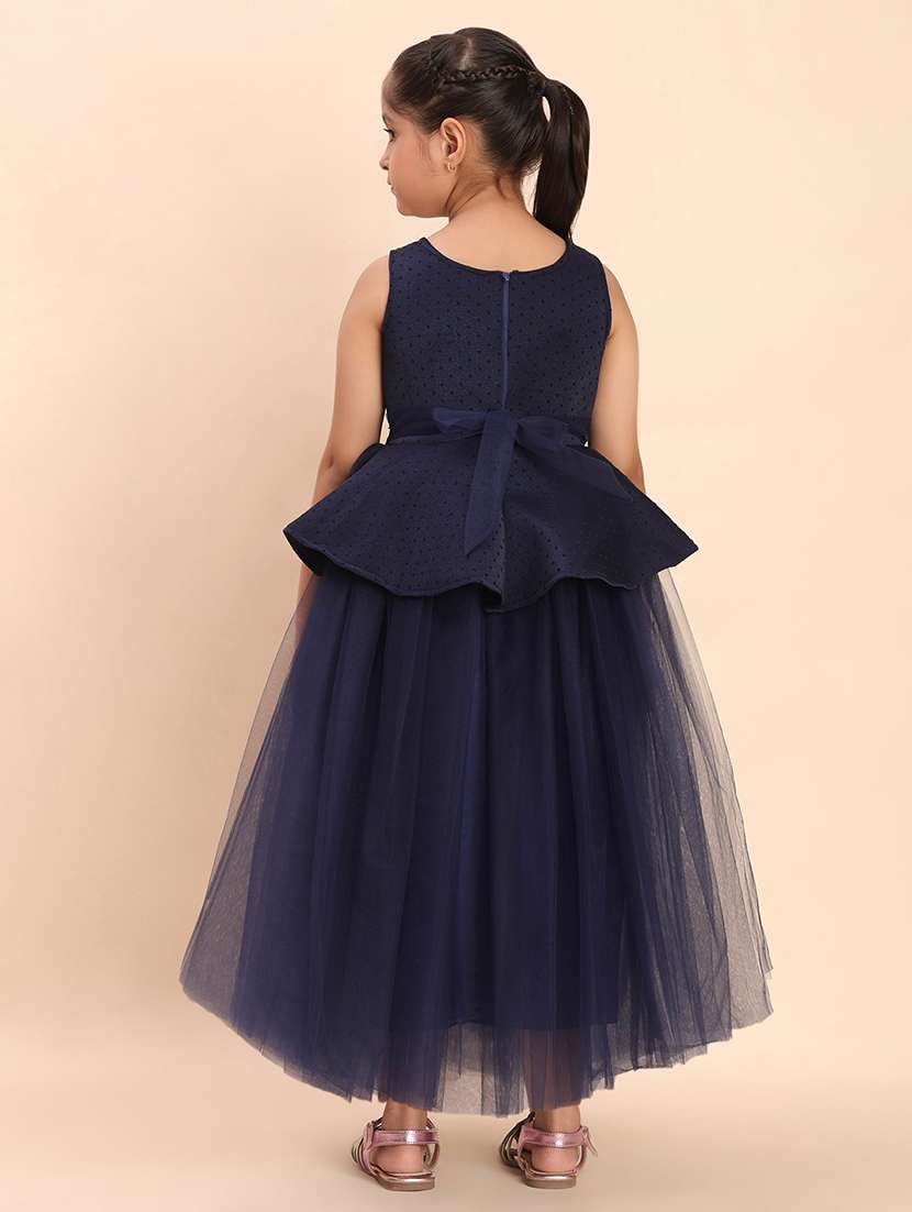 girls self designed sleeve round neck gown - 22053888 -  Standard Image - 3