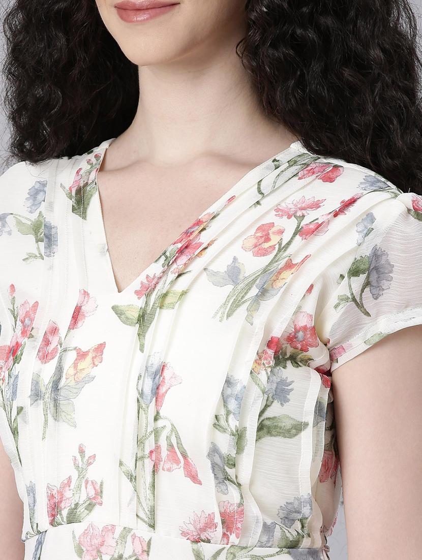 women floral print short sleeve fit & flare dress - 22053914 - Standard Image - 5