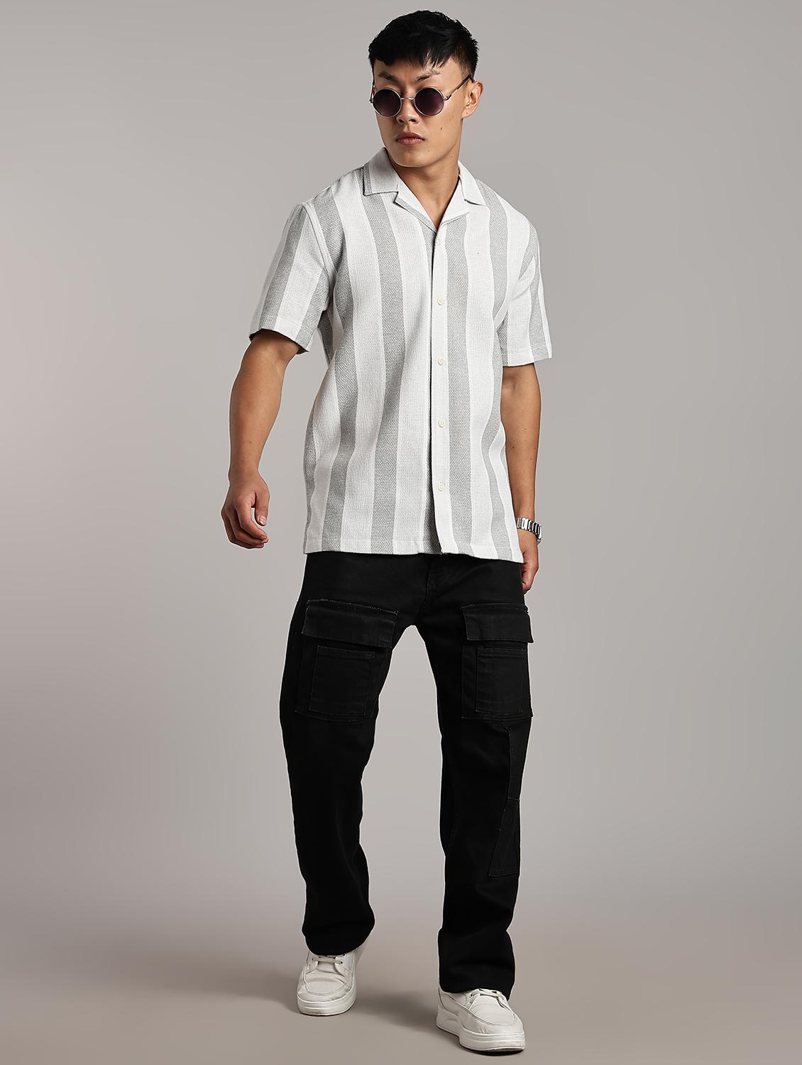 men striped short sleeve loose fit t-shirt - 22053915 - Standard Image - 3