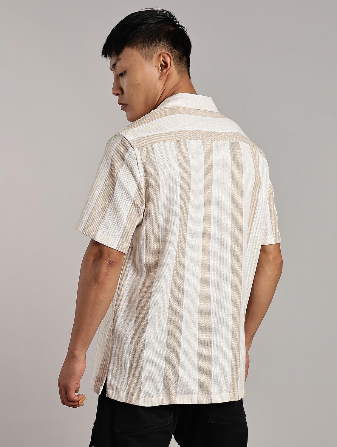 men striped short sleeve loose fit t-shirt - 22053916 - Standard Image - 3