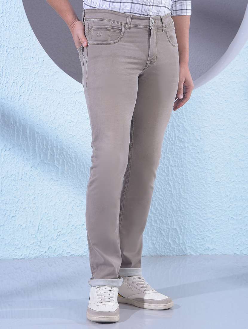 men solid mid rise slim fit jeans  - 22053918 -  Standard Image - 3