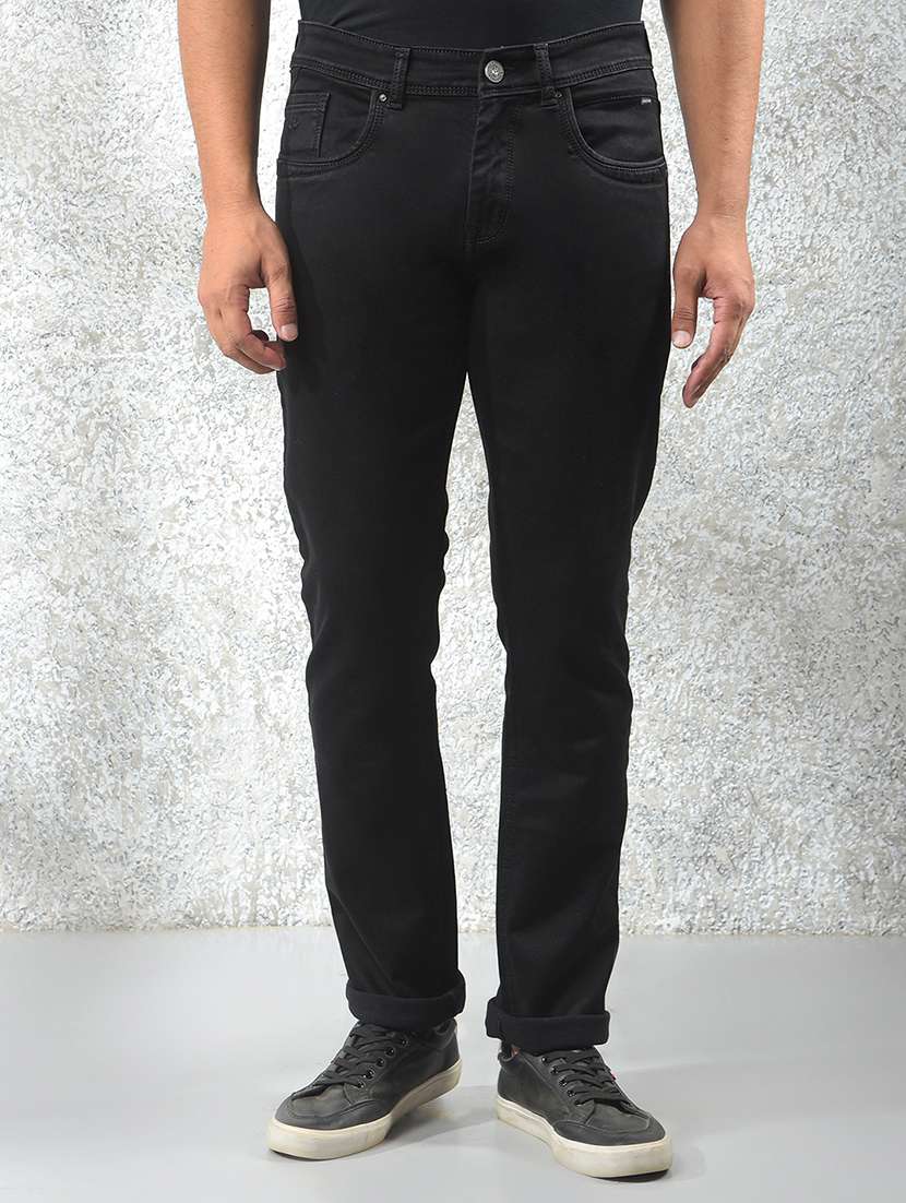 men solid mid rise slim fit jeans 