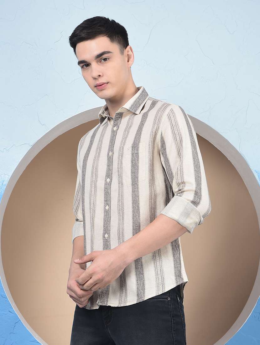 men striped mandarin neck long sleeve straight kurta - 22053922 -  Standard Image - 3