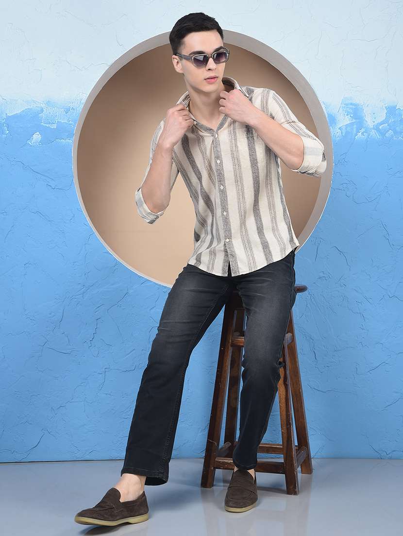 men striped mandarin neck long sleeve straight kurta - 22053922 -  Standard Image - 5