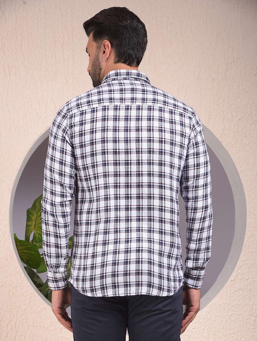 men checkered collared long sleeve regular fit shirt - 22053928 - Standard Image - 3