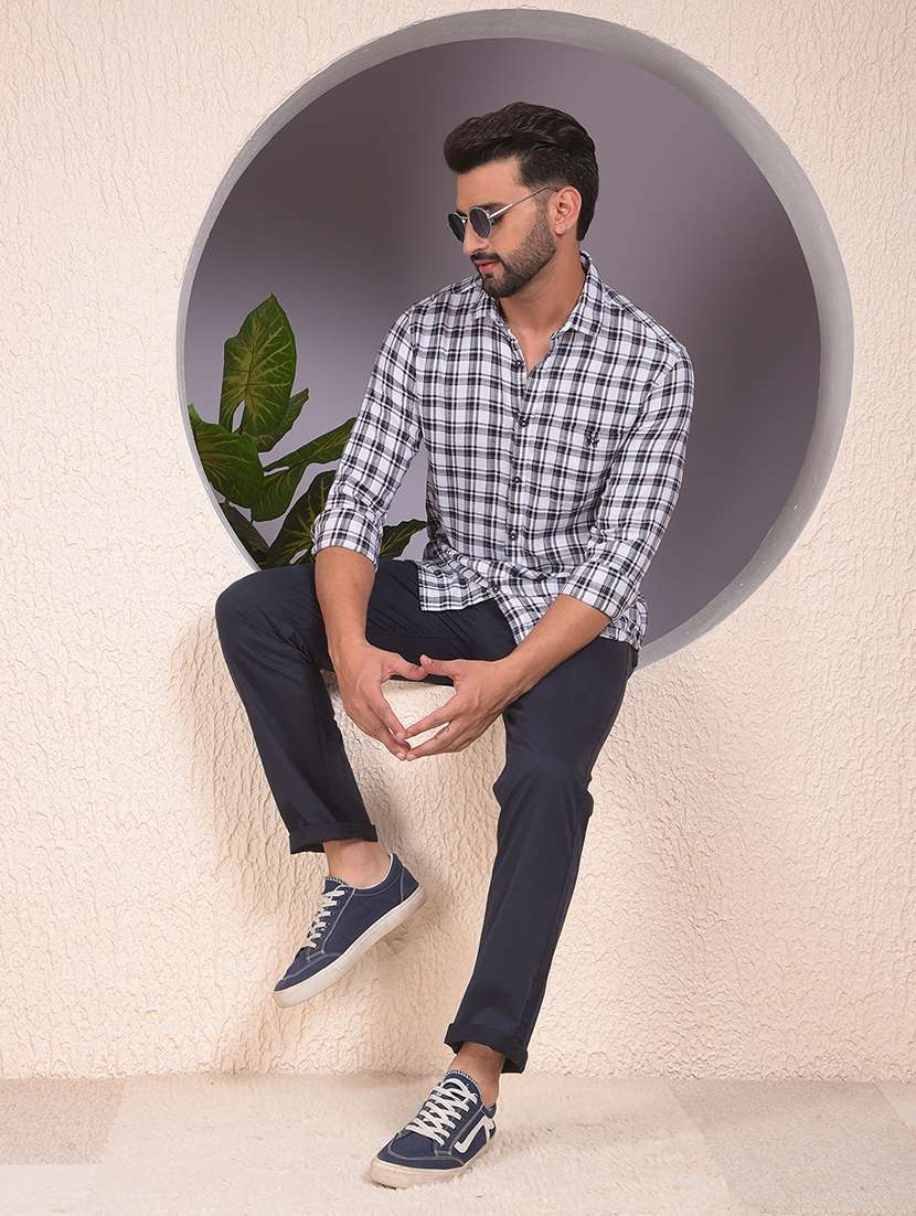 men checkered collared long sleeve regular fit shirt - 22053928 -  Standard Image - 5