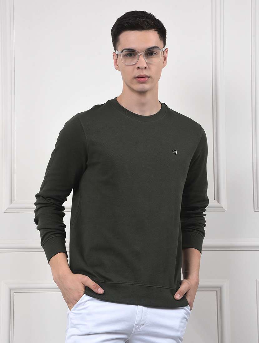 men solid long sleeve regular fit sweatshirt
