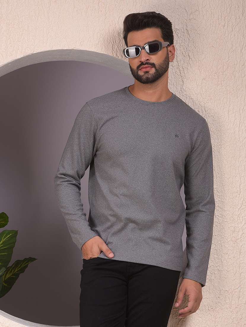 men solid long sleeve regular fit sweatshirt