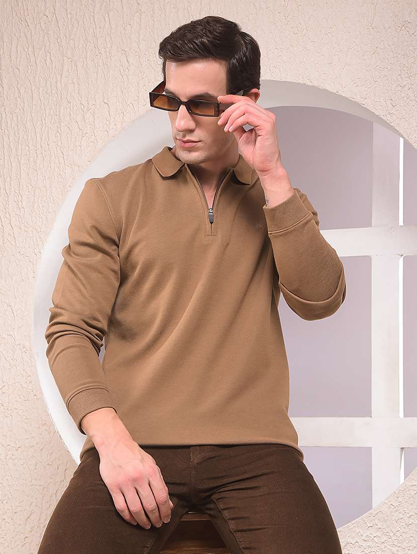 men solid long sleeve regular fit sweatshirt