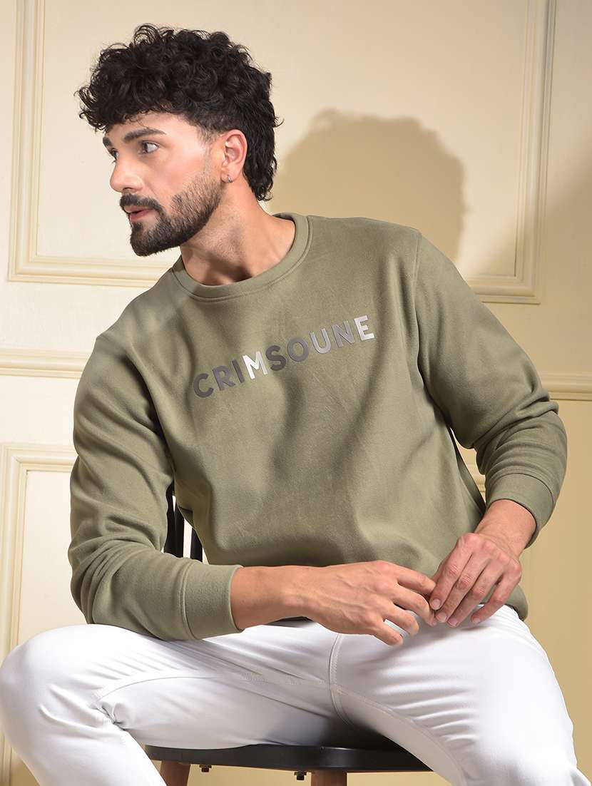 men chest print long sleeve regular fit sweatshirt