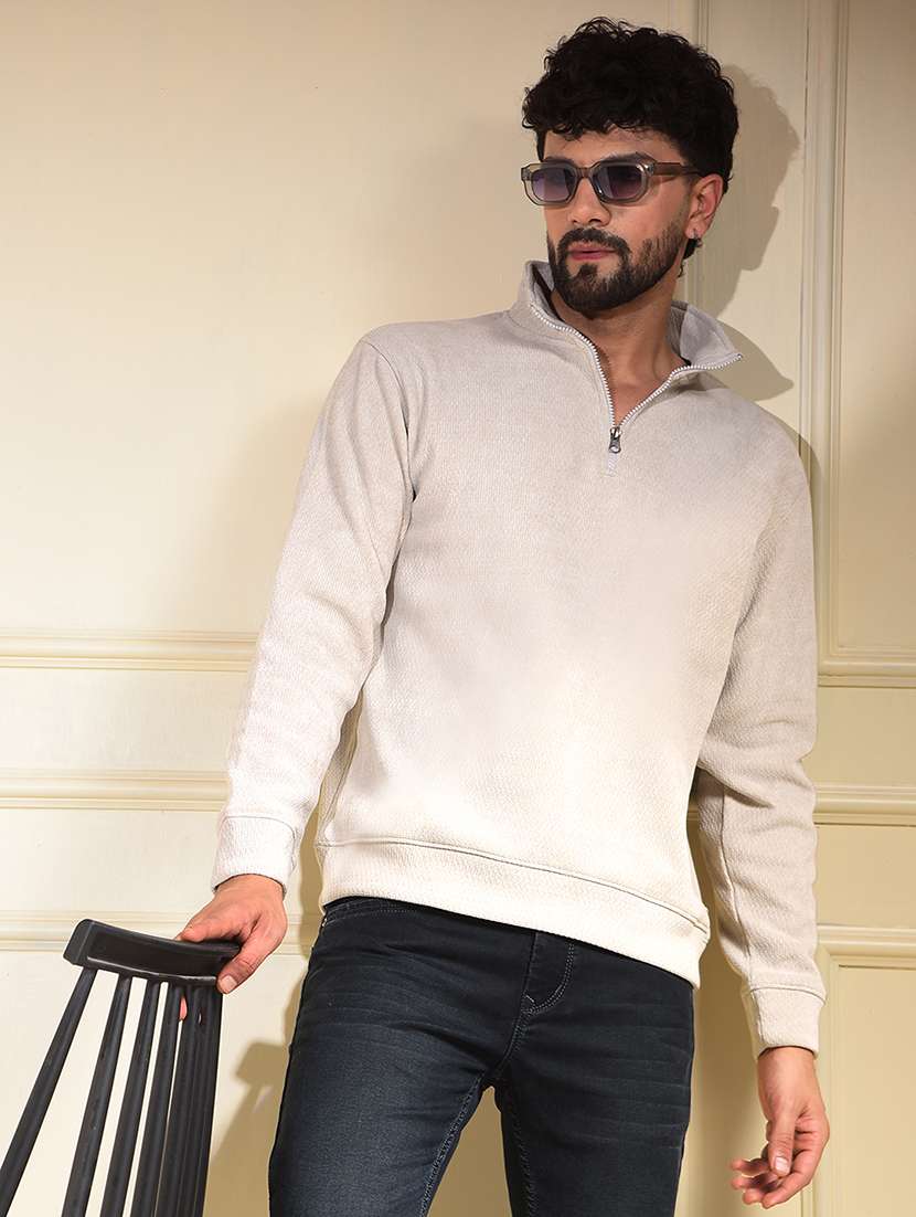 men solid long sleeve regular fit sweatshirt