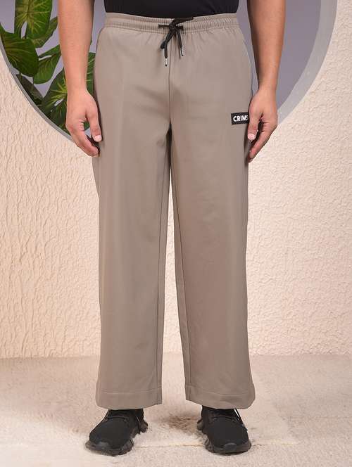 men solid mid rise full length track pant - 22053990 -  Standard Image - 0