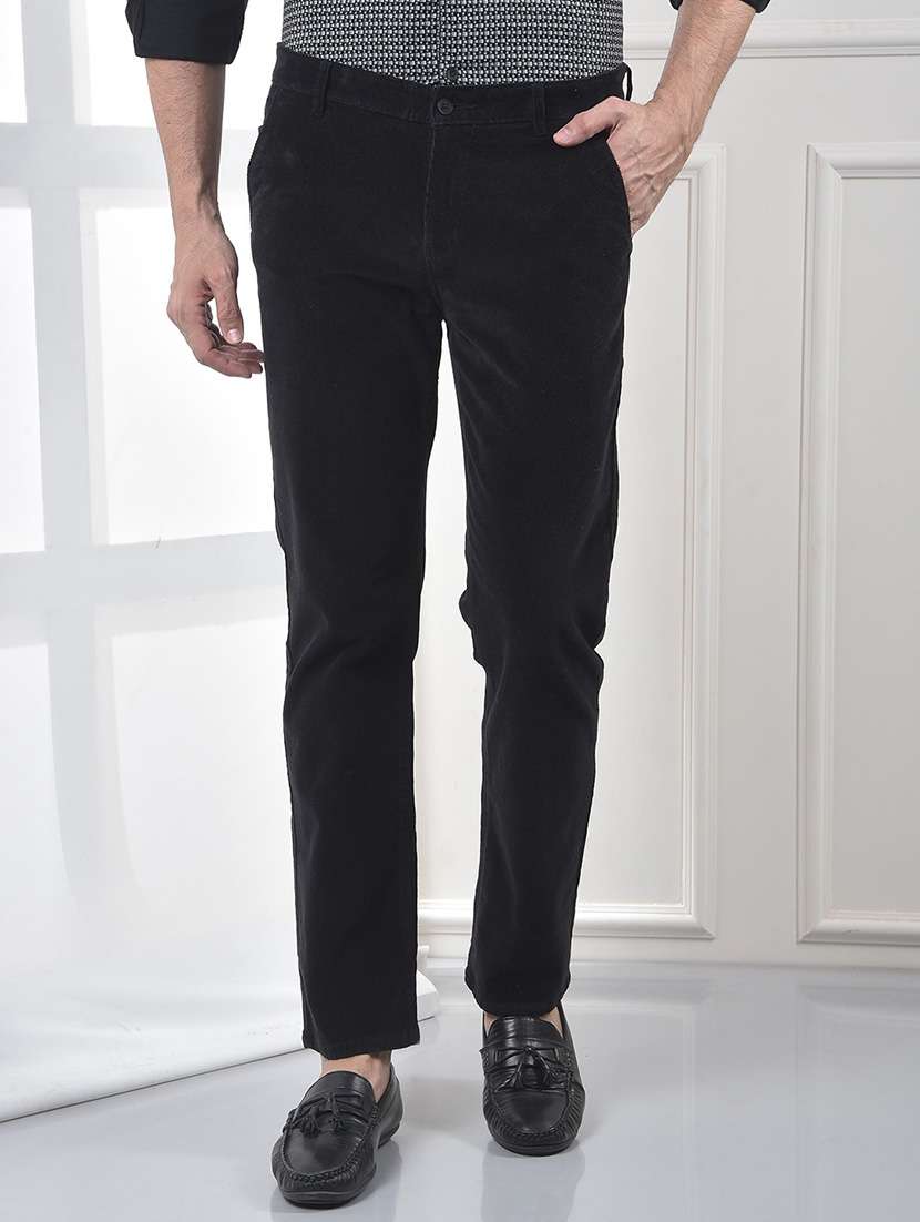 men solid mid rise flat front casual chinos 