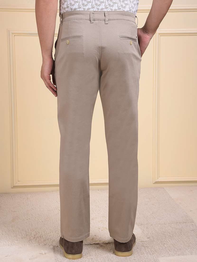 men solid mid rise flat front casual chinos  - 22054030 -  Standard Image - 3