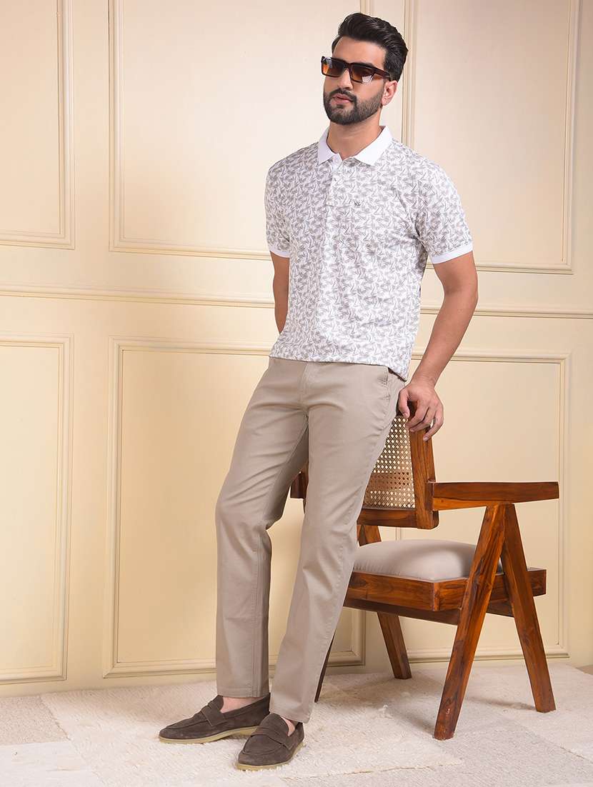 men solid mid rise flat front casual chinos  - 22054030 -  Standard Image - 5