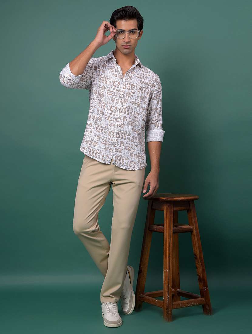 men solid mid rise flat front casual chinos  - 22054033 -  Standard Image - 5