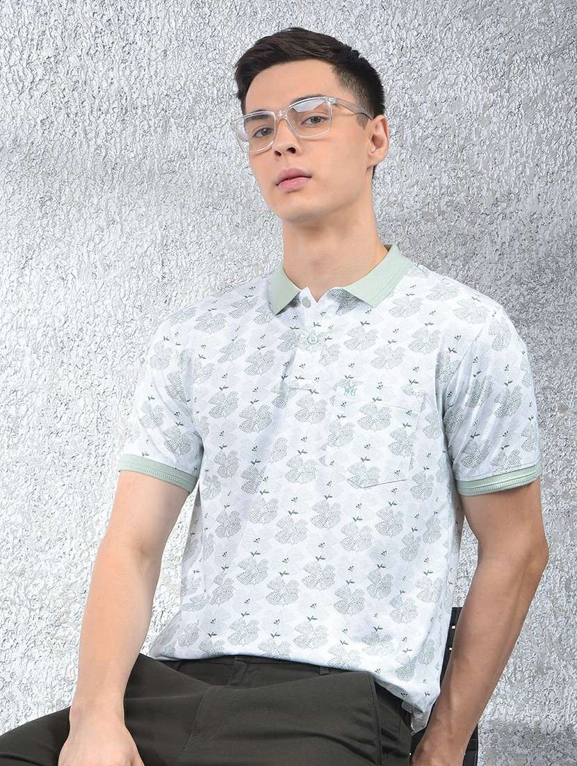 men floral printed short sleeve regular fit polo t-shirt