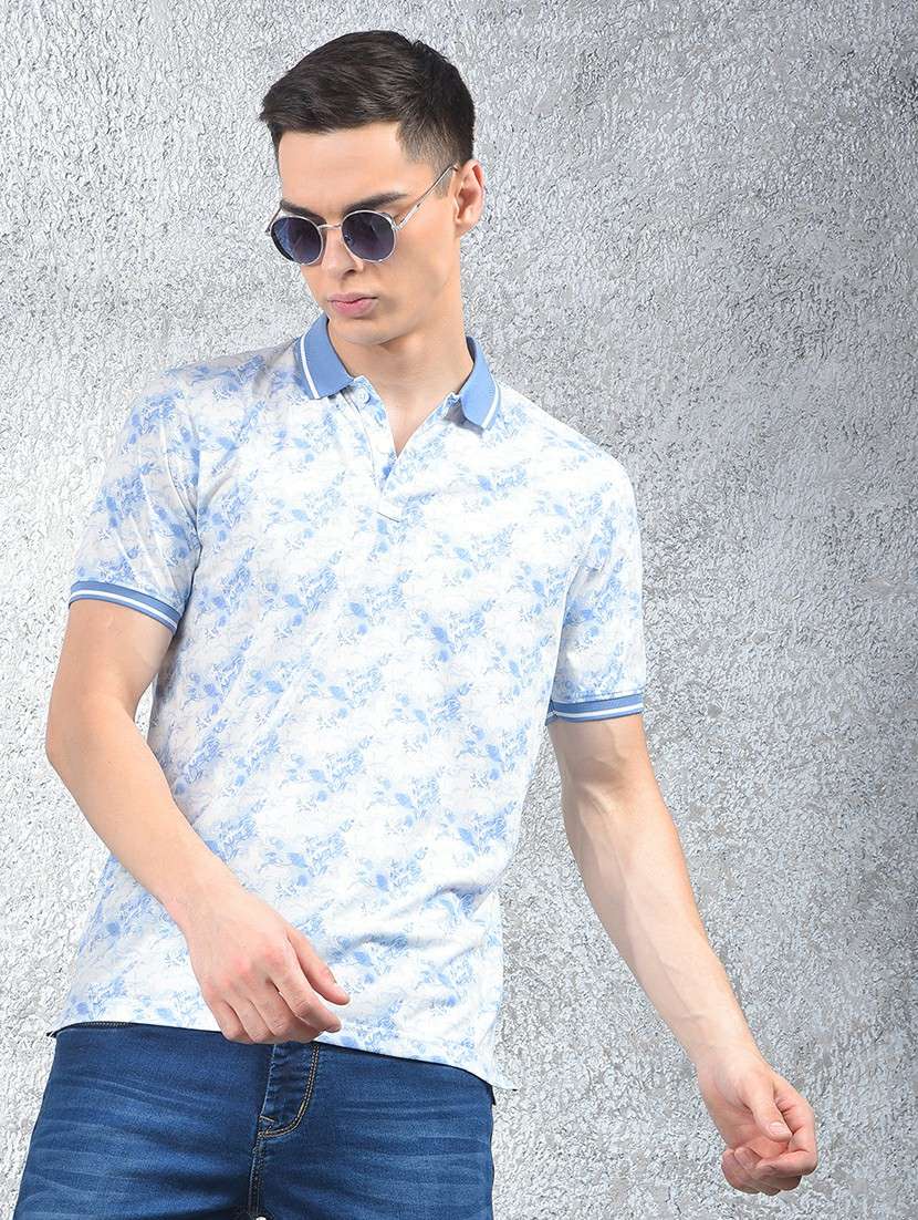men printed short sleeve regular fit polo t-shirt