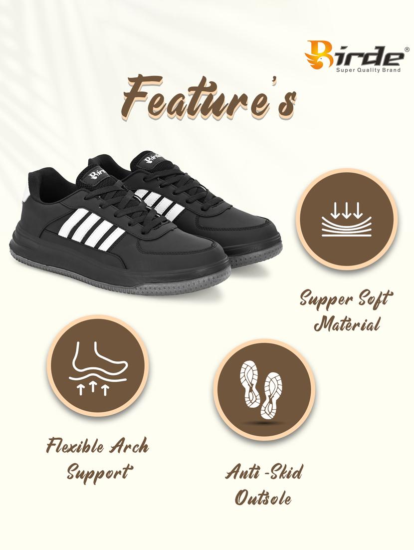 men solid black sport shoes - 22054113 - Standard Image - 5