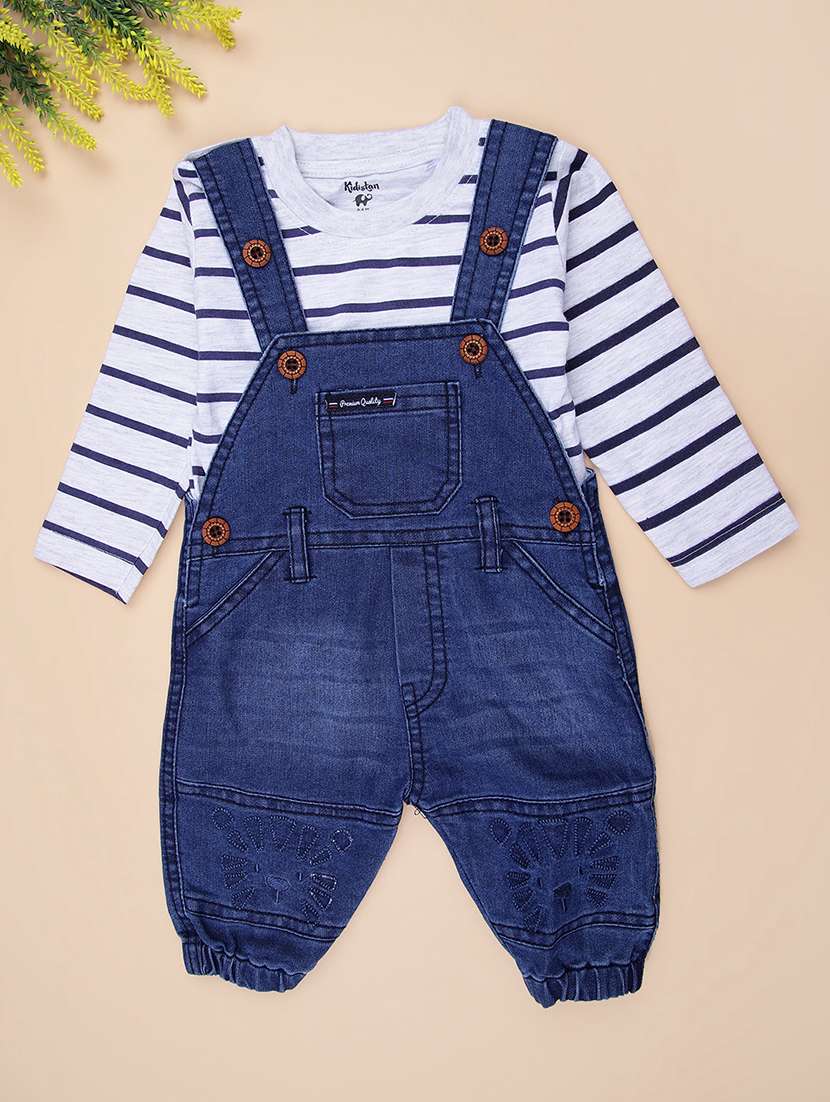 boys striped t-shirt and dungree set