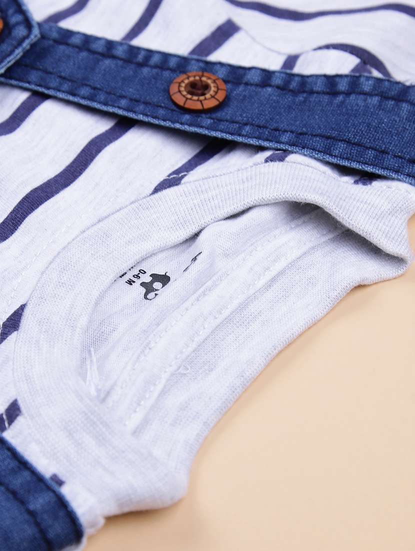 boys striped t-shirt and dungree set - 22054117 - Standard Image - 3