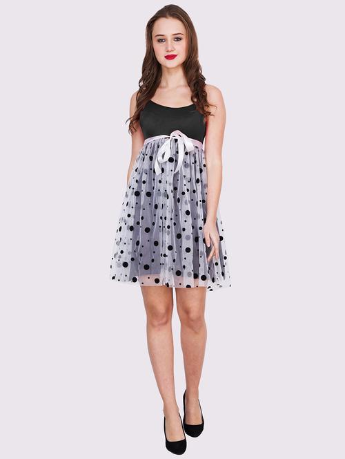 women polka doted shoulder strap fit & flare dress - 22054145 -  Standard Image - 0