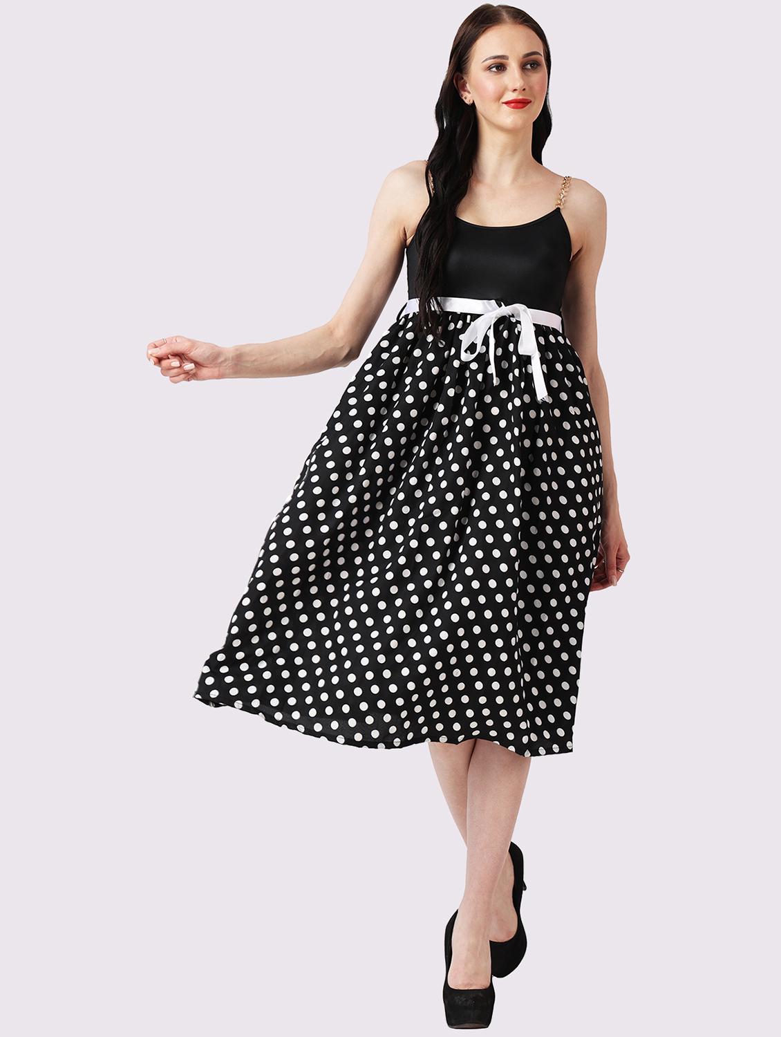 women polk adoted shoulder strap fit & flare dress - 22054148 - Zoom Image - 0
