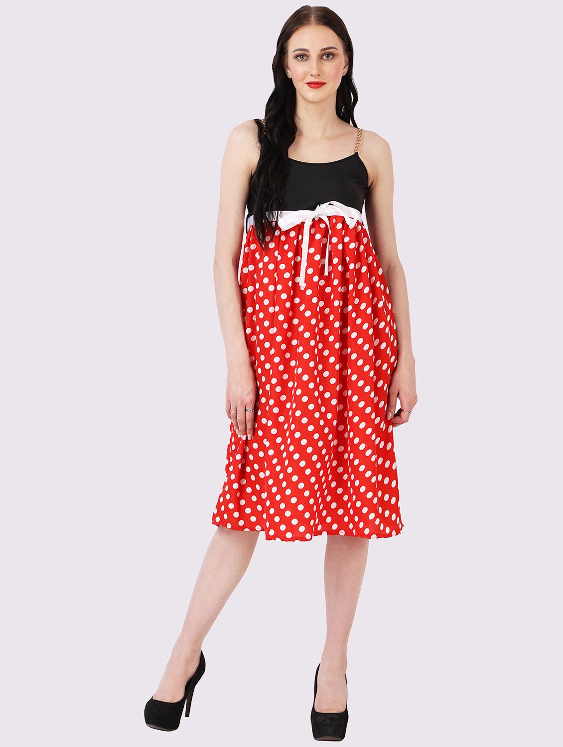 women polka doted shoulder strap fit & flare dress - 22054150 - Zoom Image - 0