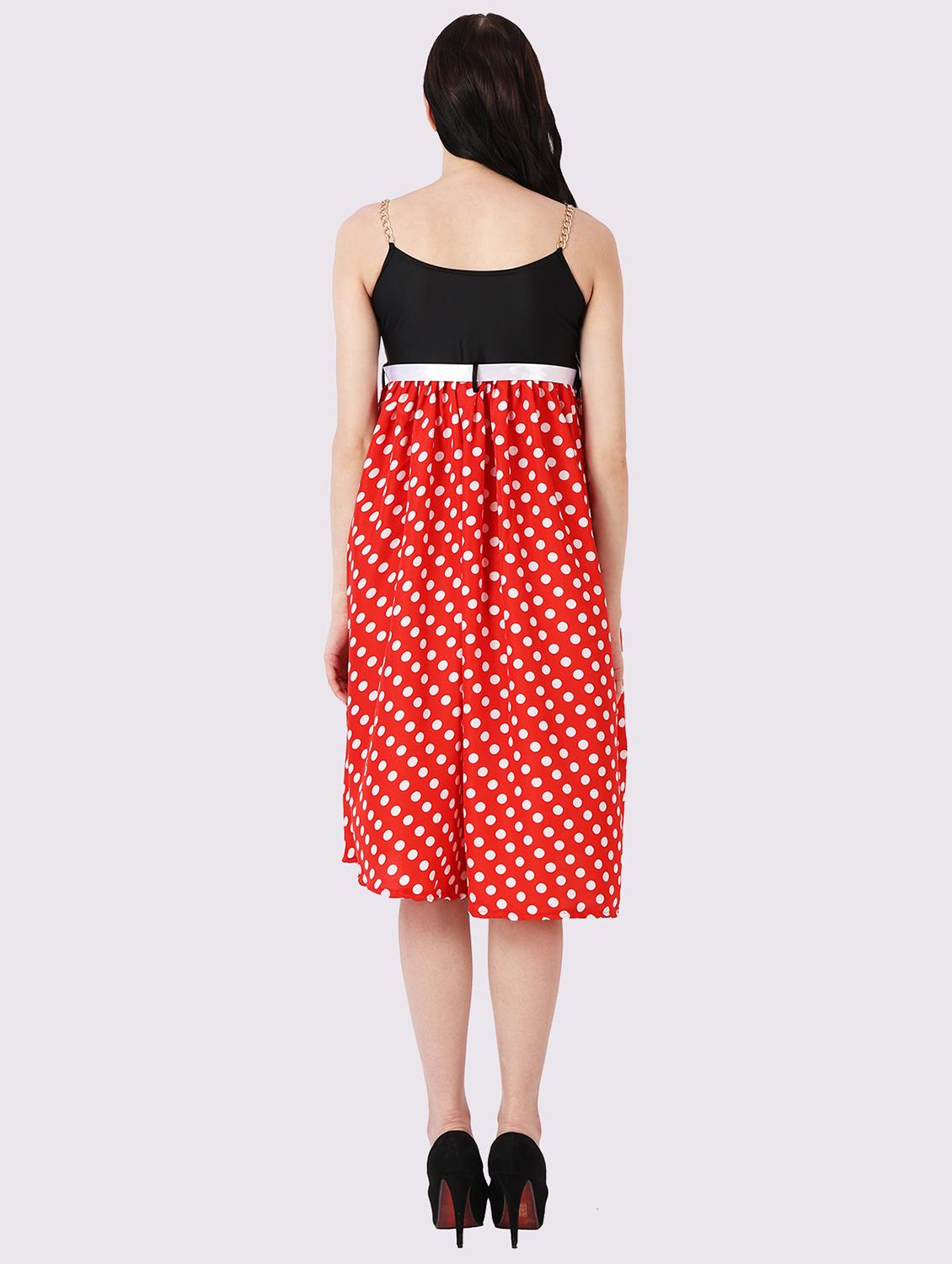 women polka doted shoulder strap fit & flare dress - 22054150 - Standard Image - 3
