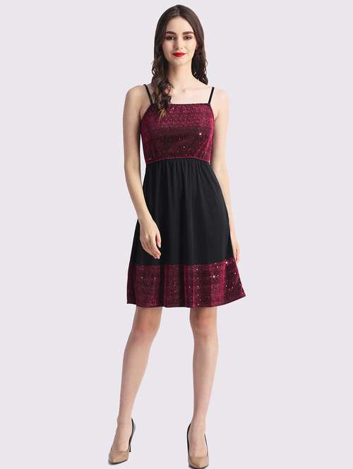 women embellished shoulder strap fit & flare dress - 22054151 -  Standard Image - 0