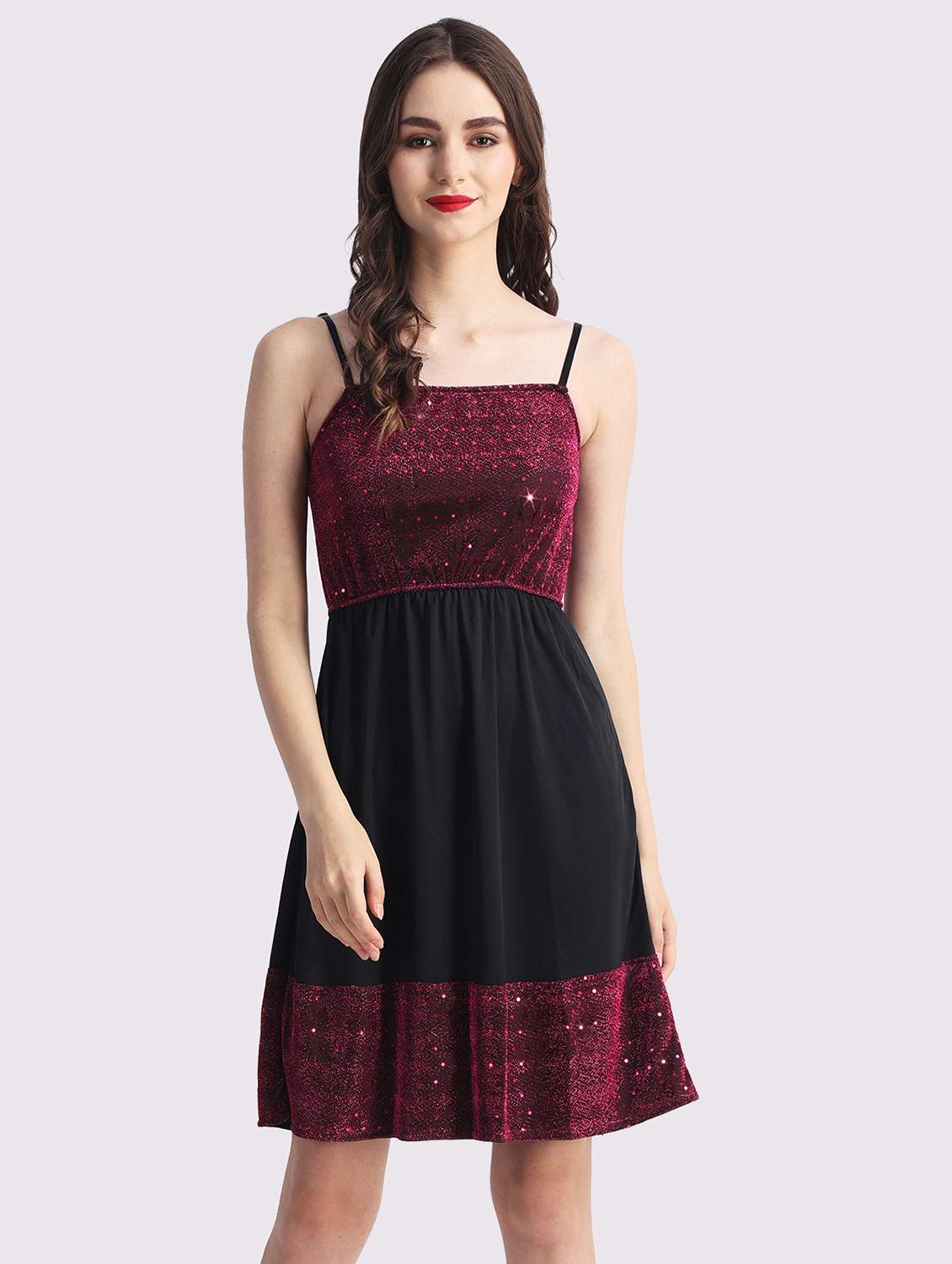 women embellished shoulder strap fit & flare dress - 22054151 -  Standard Image - 3