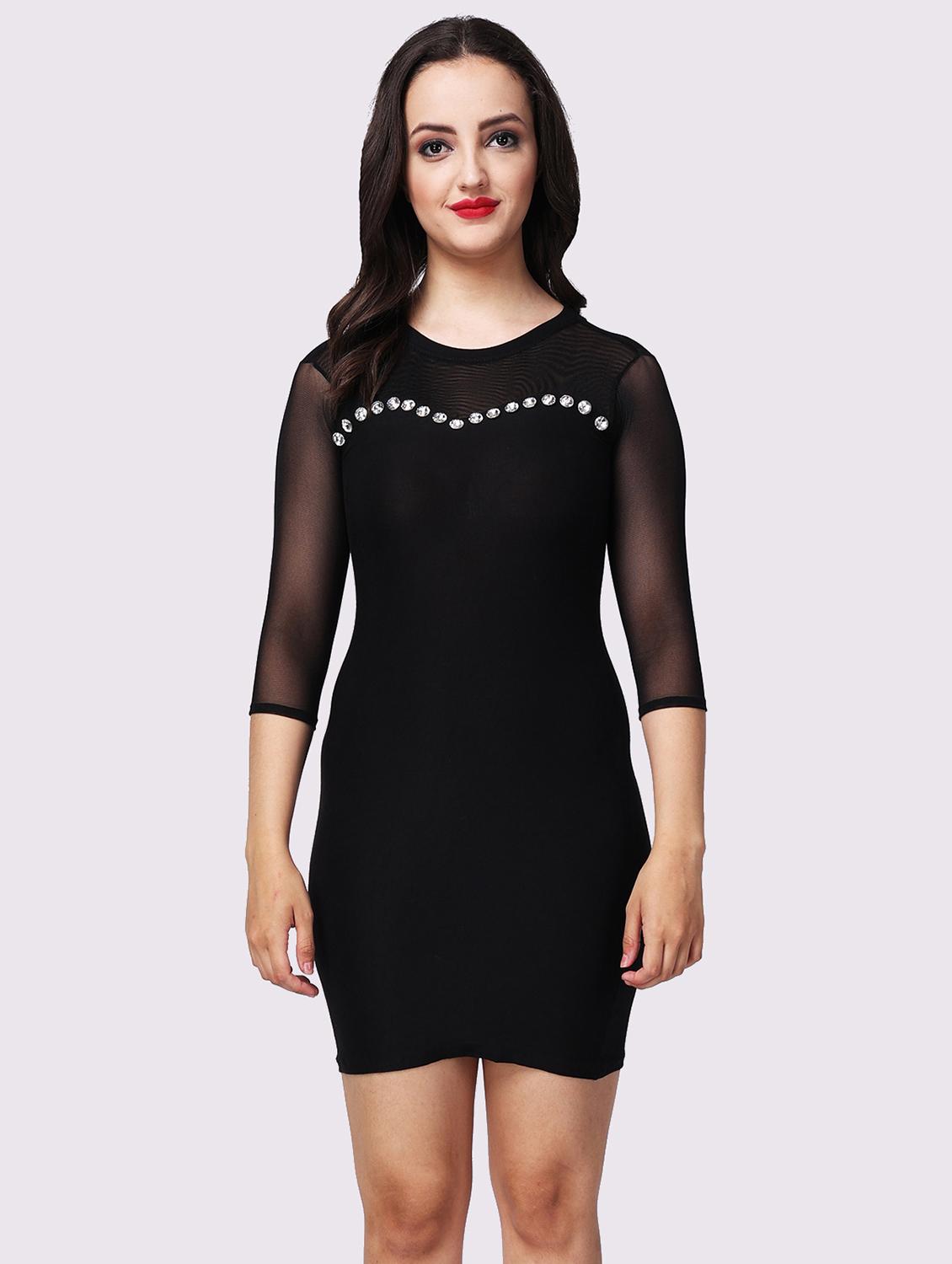 women black embellsihed bodycon dress - 22054168 - Standard Image - 3