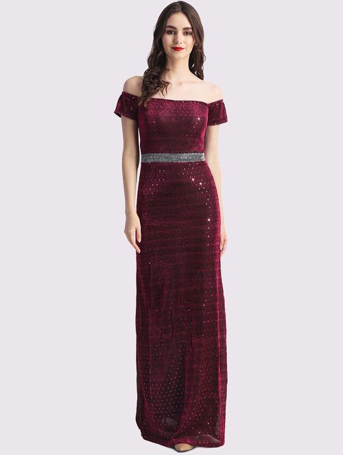 women sequined off shoulder a-line dress - 22054177 - Standard Image - 0