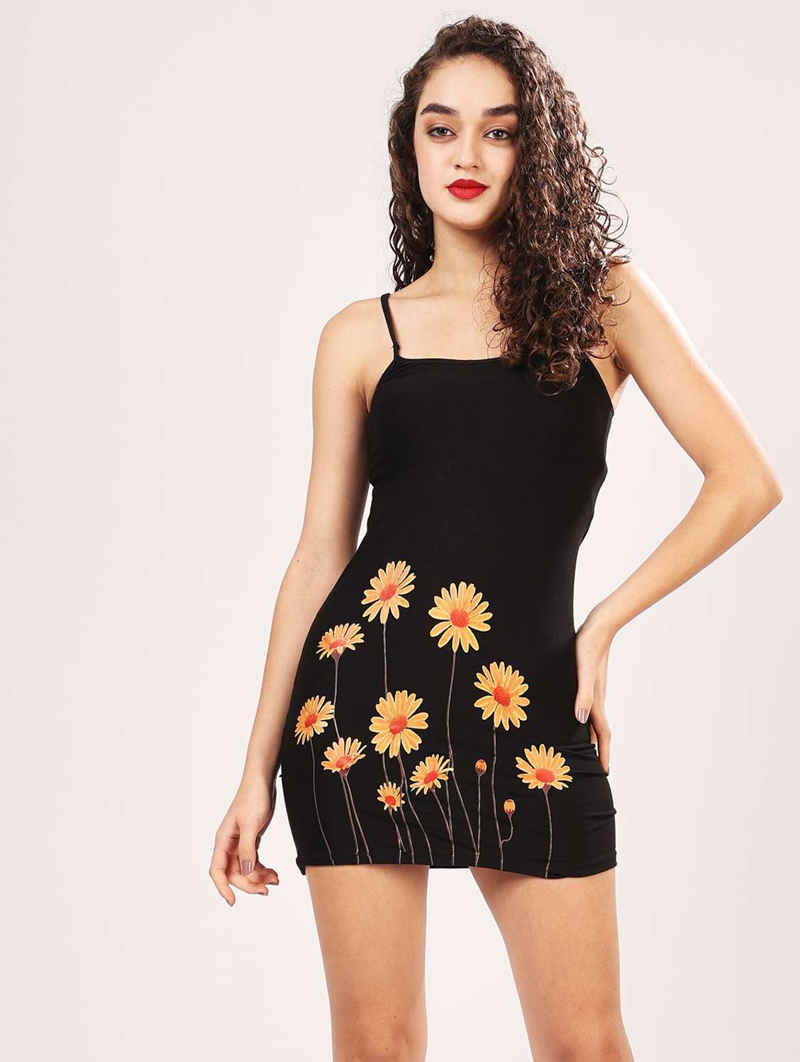 women printed shoulder strap bodycon dress - 22054178 -  Standard Image - 3