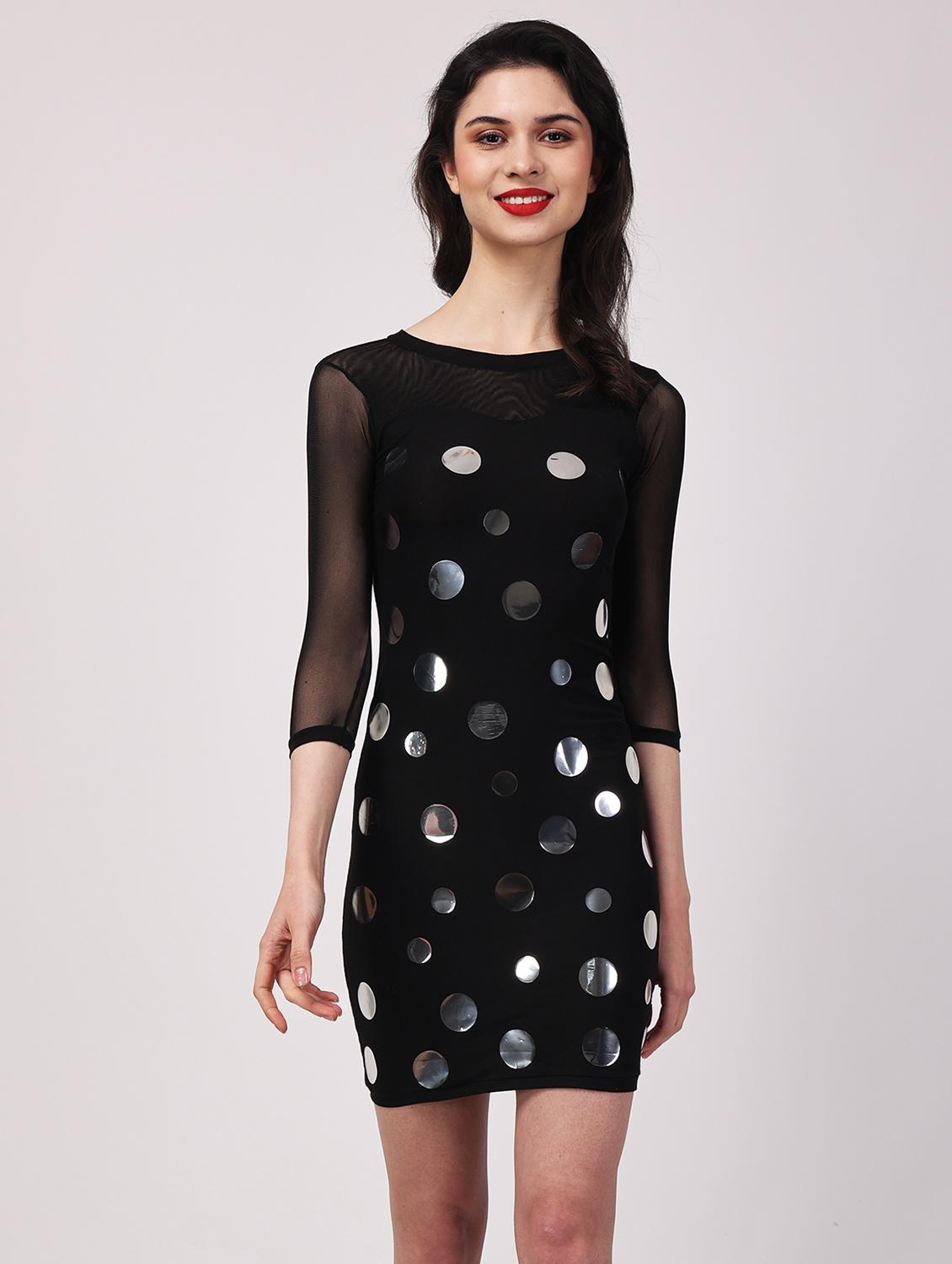 women embellished round neck bodycon dress - 22054192 - Standard Image - 3