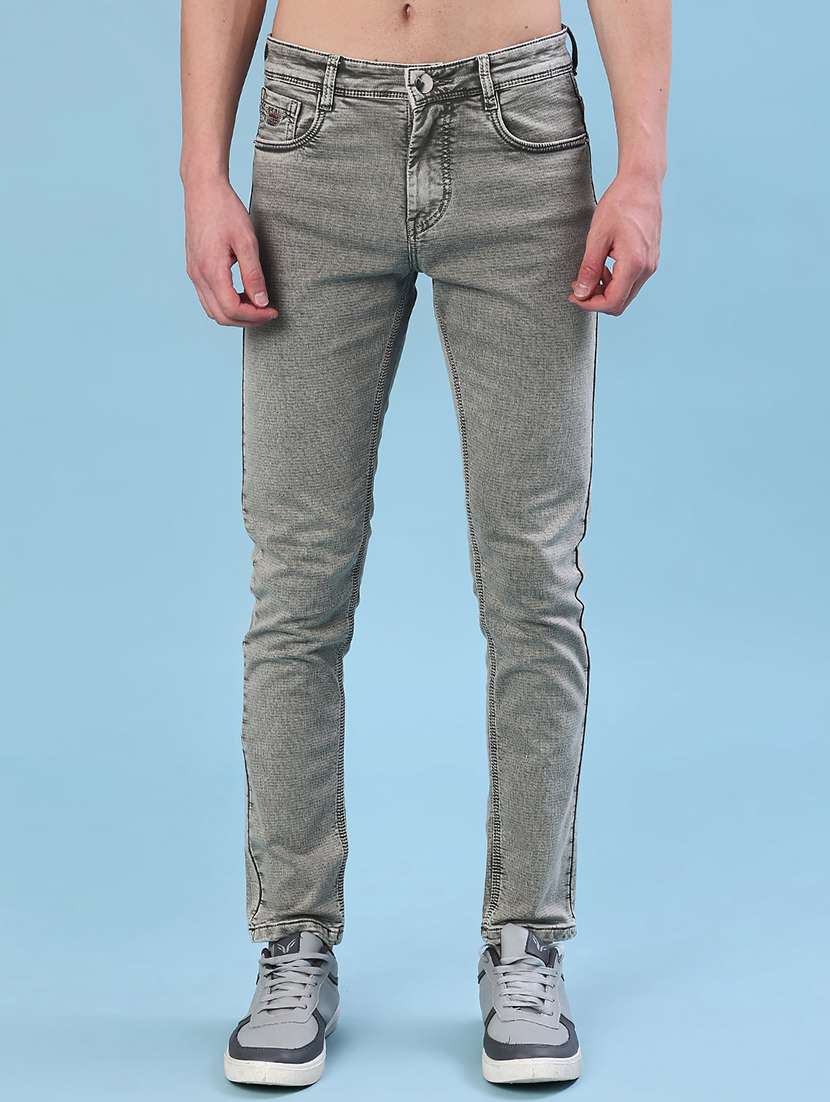 men plain mid rise ankle length jeans