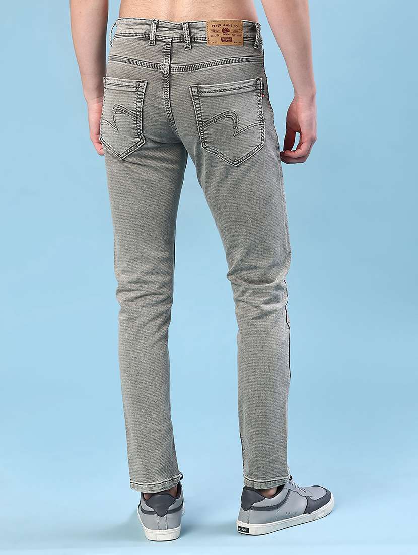 men plain mid rise ankle length jeans - 22054219 -  Standard Image - 3