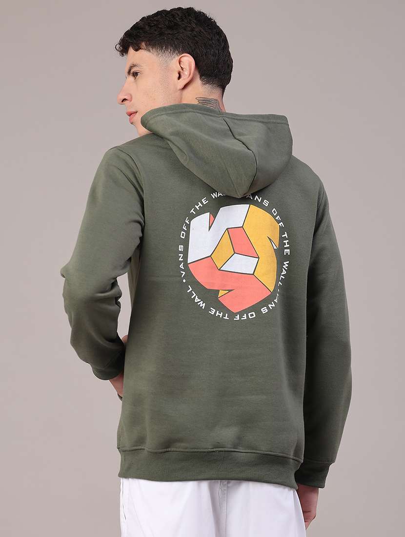 men printed long sleeve hooded sweatshirt