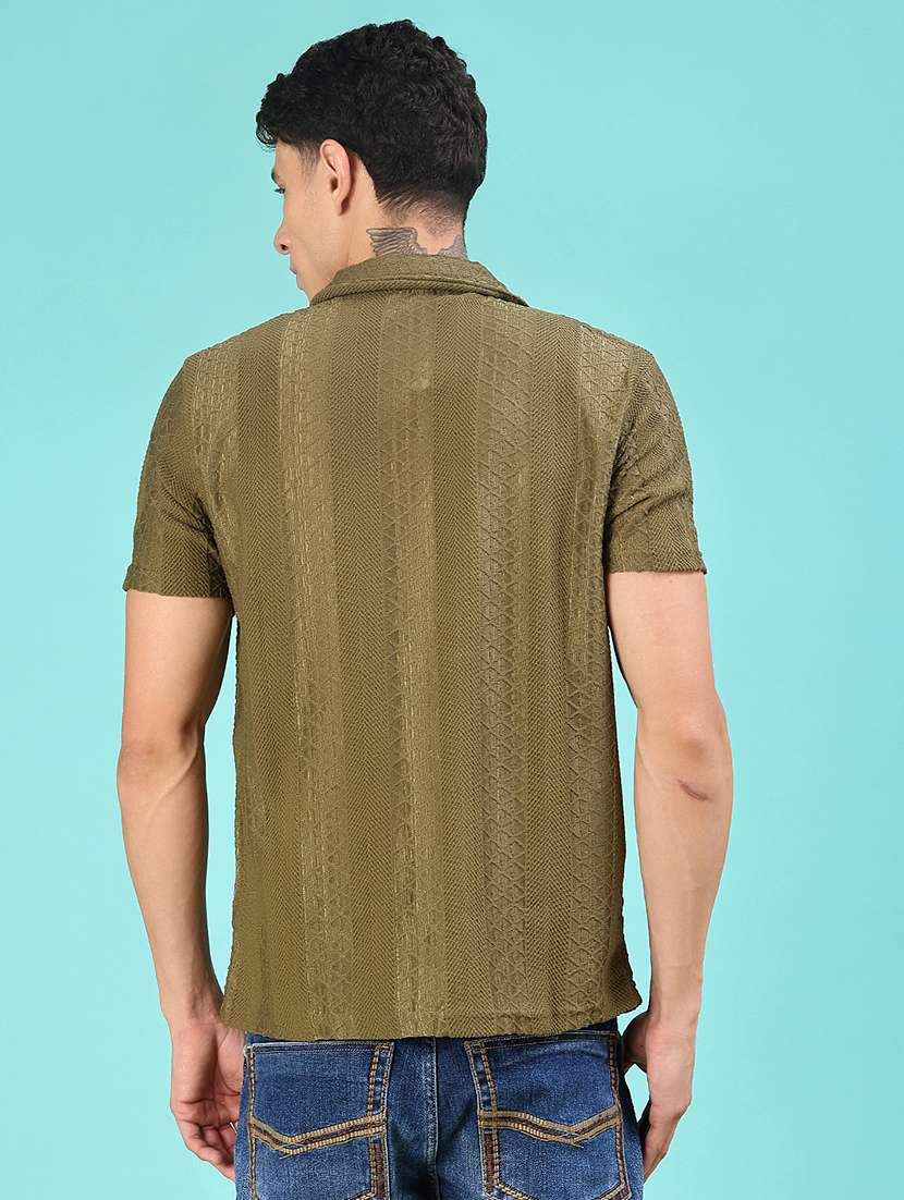 men self design short sleeve regular fit casual shirt - 22054309 -  Standard Image - 3