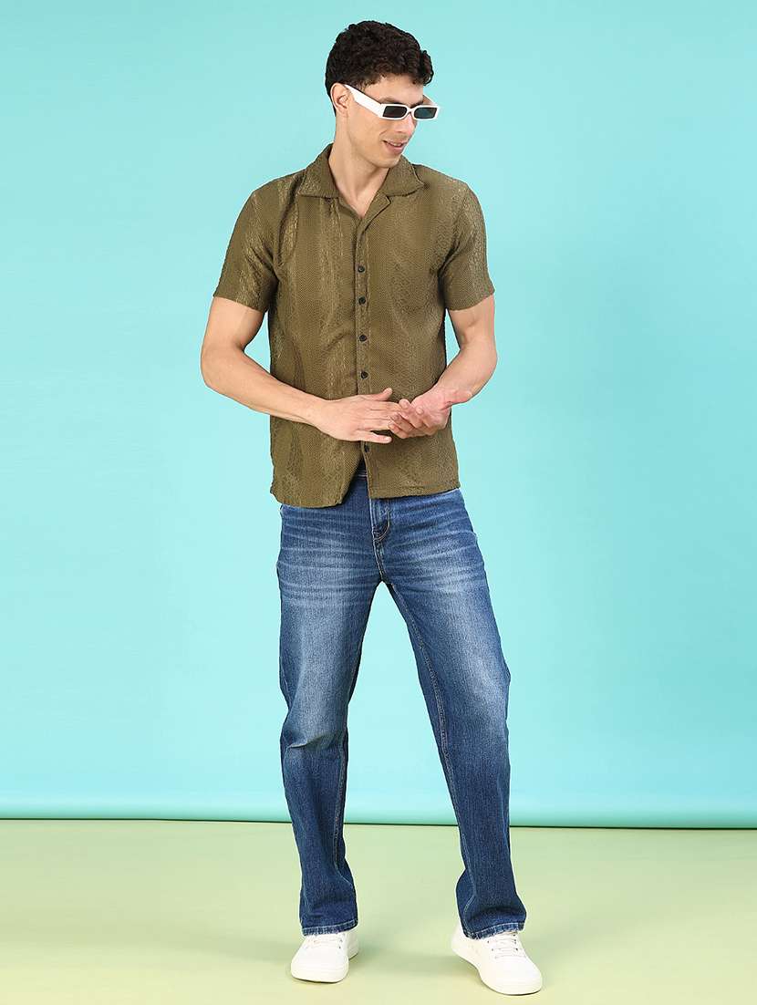 men self design short sleeve regular fit casual shirt - 22054309 -  Standard Image - 5